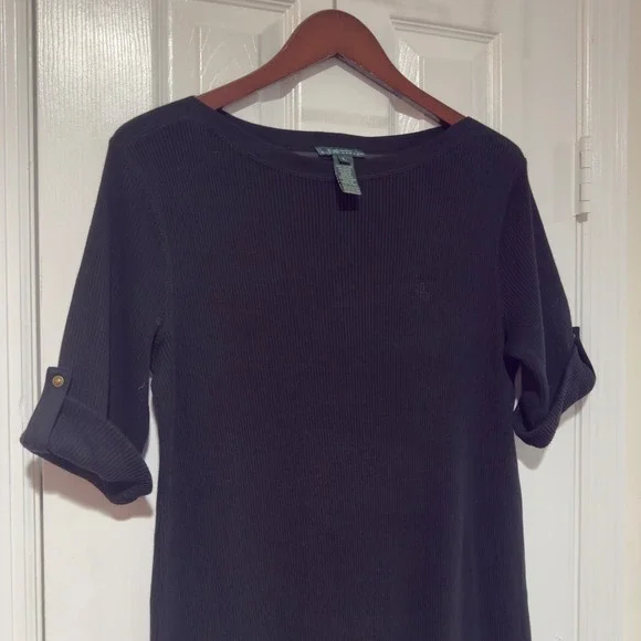 Lauren Ralph Lauren Ribbed Midi Dress Black Size‎ L - Picture 3 of 6